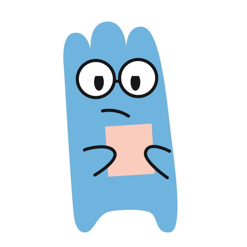 Cute character with glasses reading a document and holds it in hands. illustration isolated on white, hand drawn, flat design vector