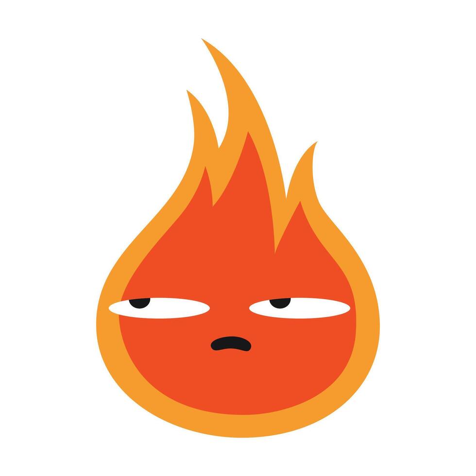 Funny fire emoji, vintage characters. Trendy modern illustration isolated on white background, hand drawn, flat design vector
