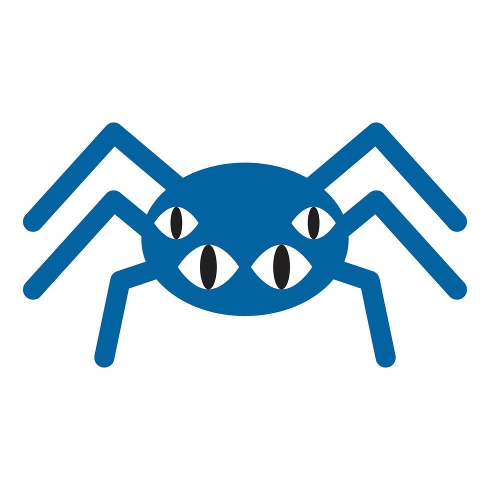 Funny spider with four eyes, cartoon style. Trendy modern illustration isolated on white background, hand drawn, flat design vector