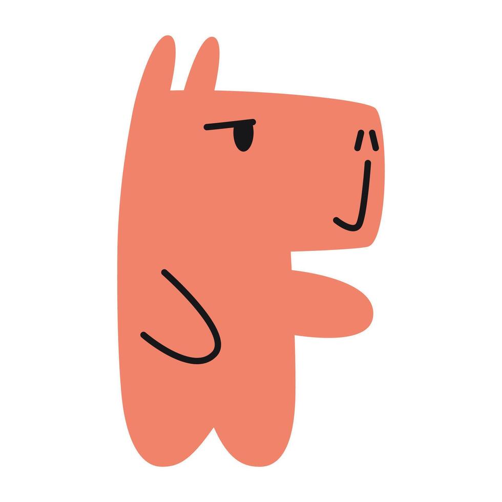 Cute capybara stands and points with his paw. Trendy modern illustration isolated on white background, hand drawn, flat design vector