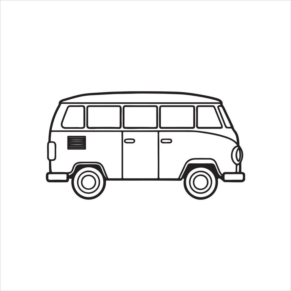 microbus outline illustration art vector