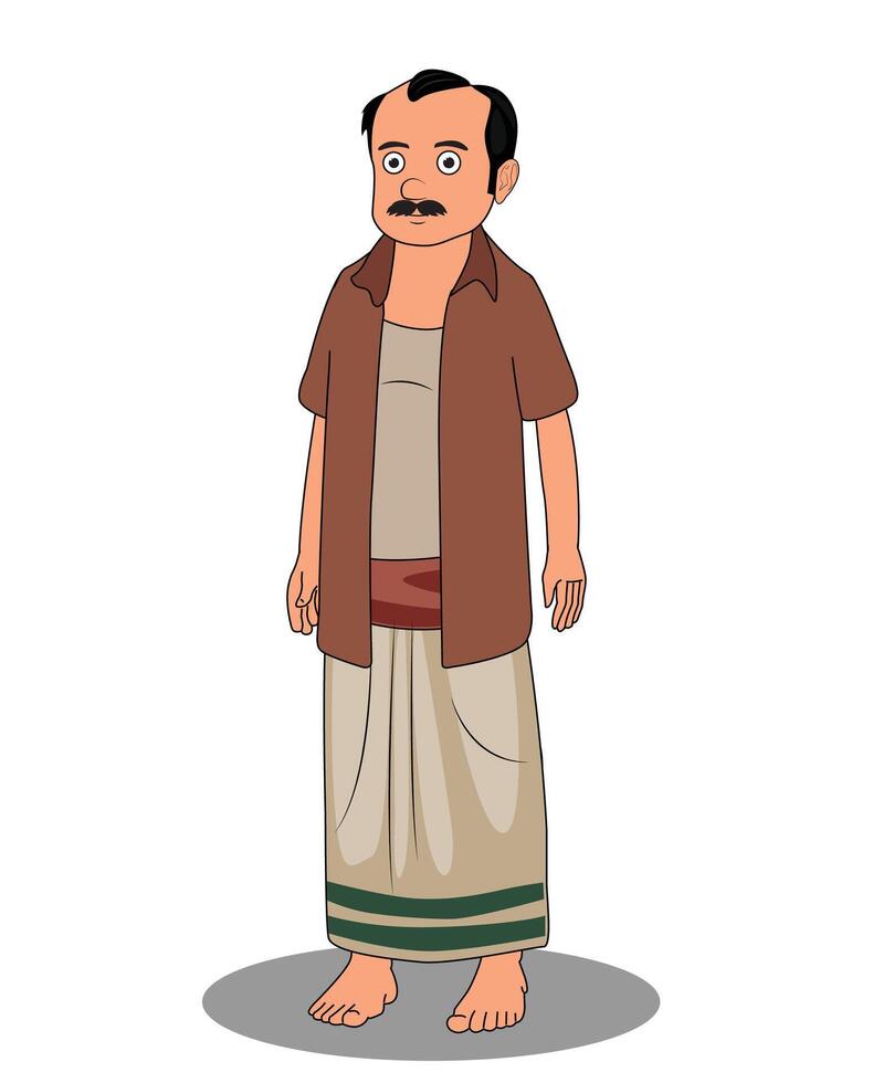 Indian village poor man catoon character design for 2d animation vector