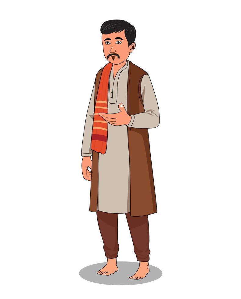 A indian village man cartoon character design for 2d animation vector