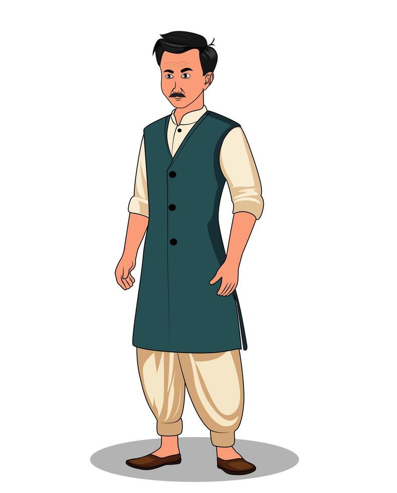 Indian village man cartoon character design vector