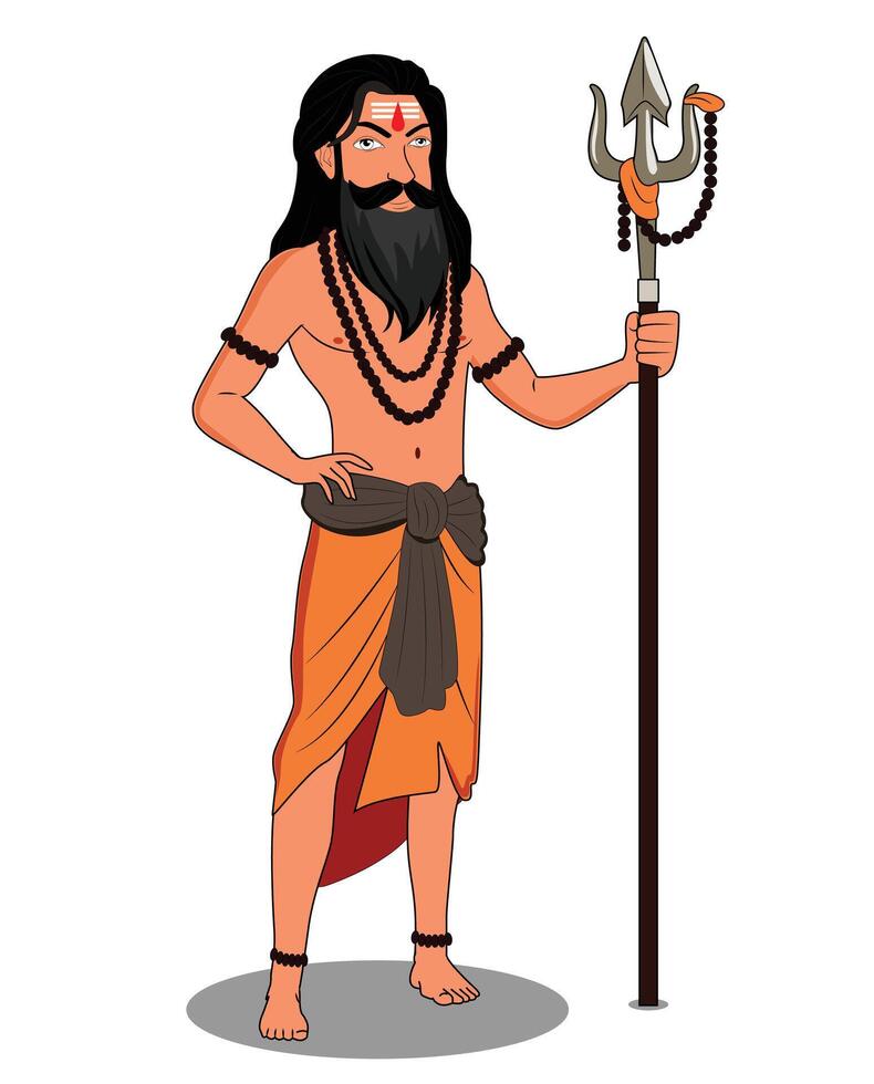 Indian religious guru cartoon character design vector