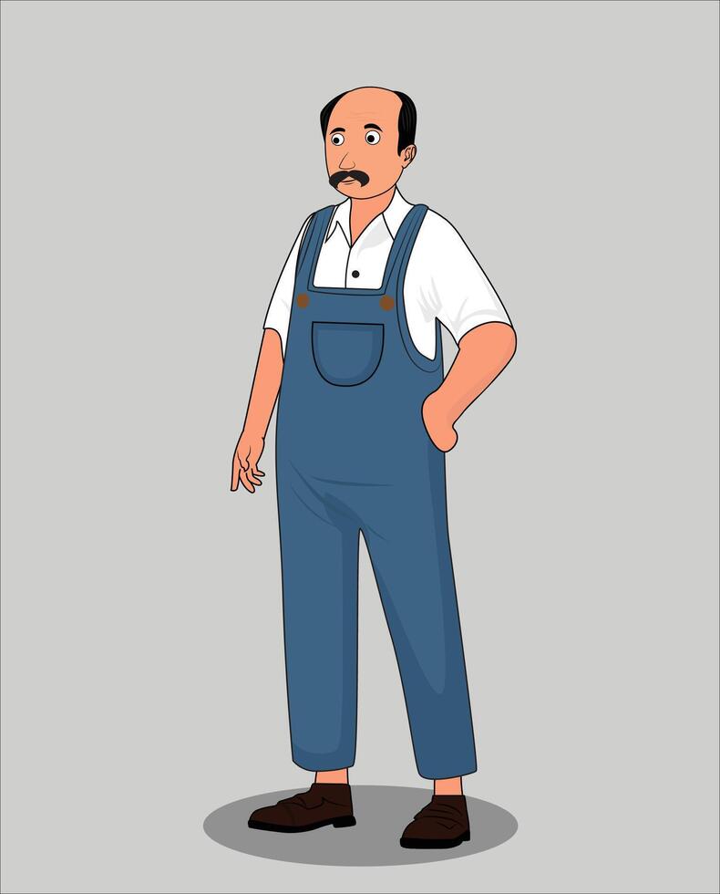 Indian village old man catoon character design for 2d animation vector