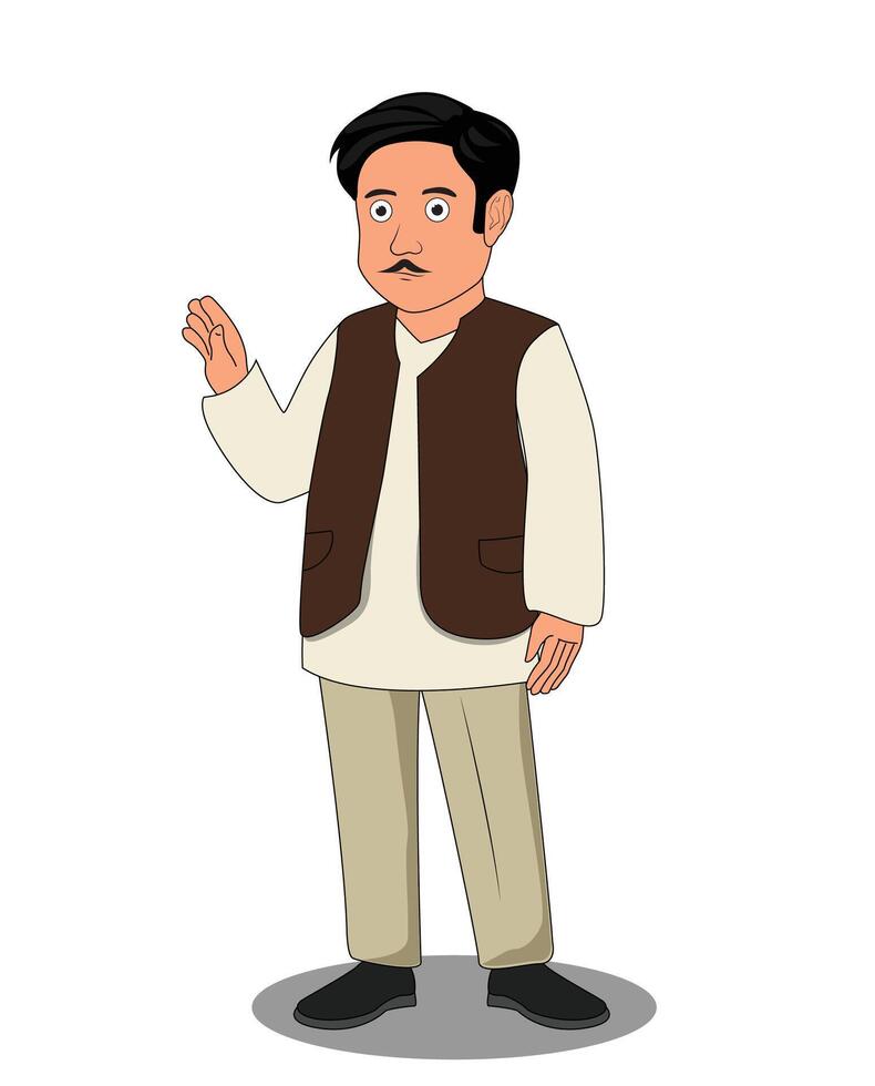 Indian village rich man catoon character design vector