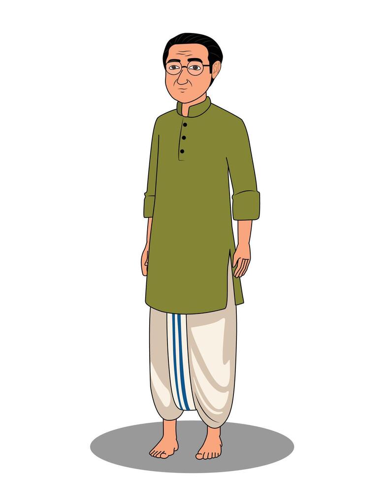Indian village man catoon character design vector