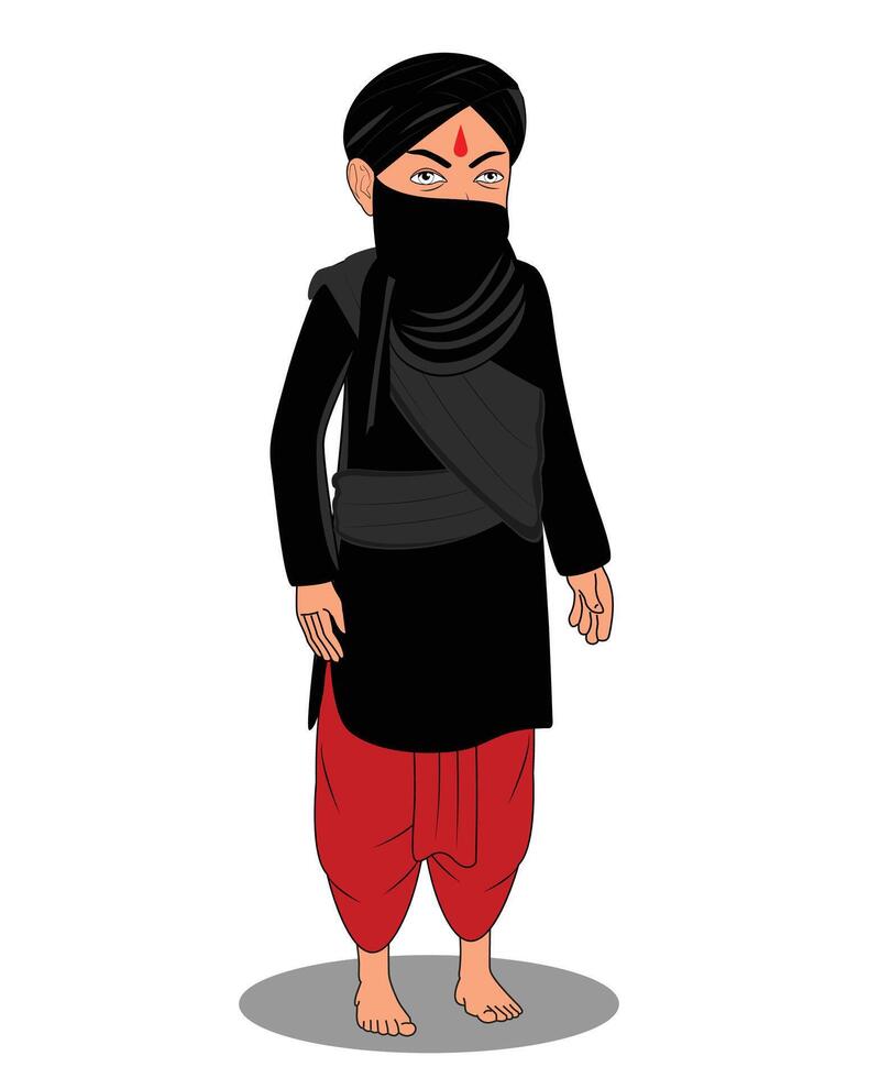 Indian village bad man cartoon character design vector