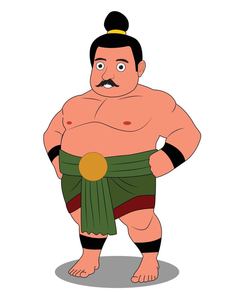 A indian bodybuilder man three quarter pose cartoon character design vector