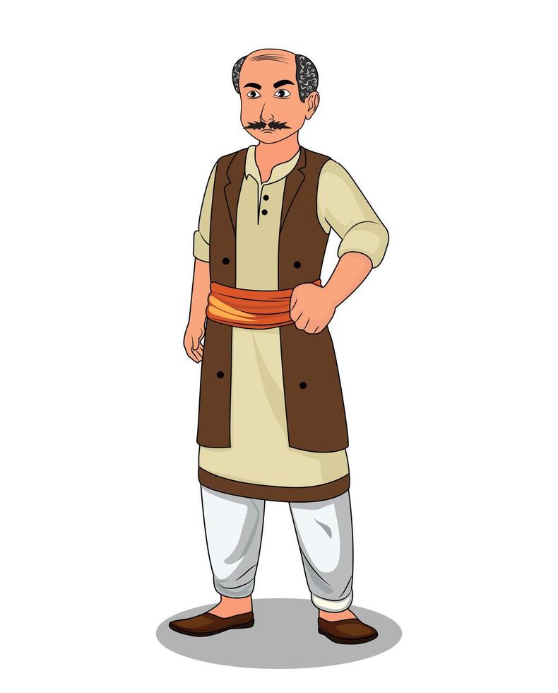 A indian village man cartoon character design for 2d animation vector