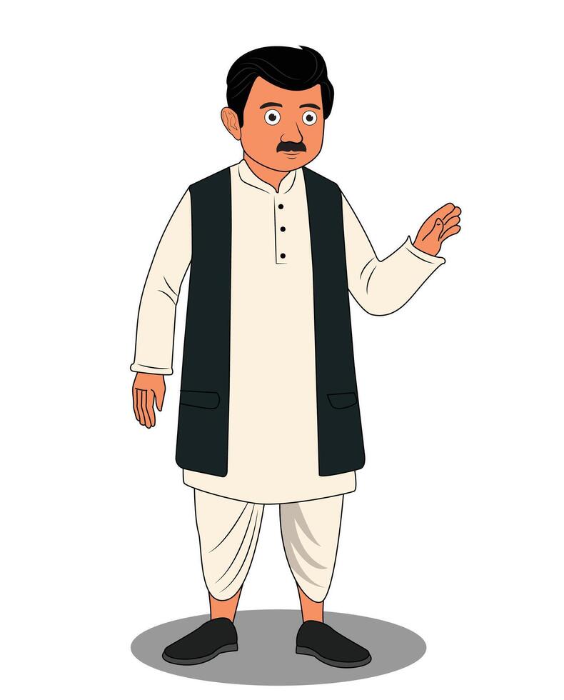 Indian village rich man catoon character design vector