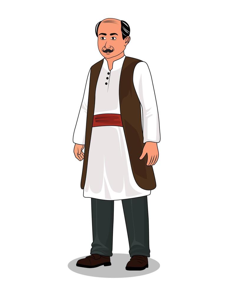 Indian village man catoon character design for 2d animation vector