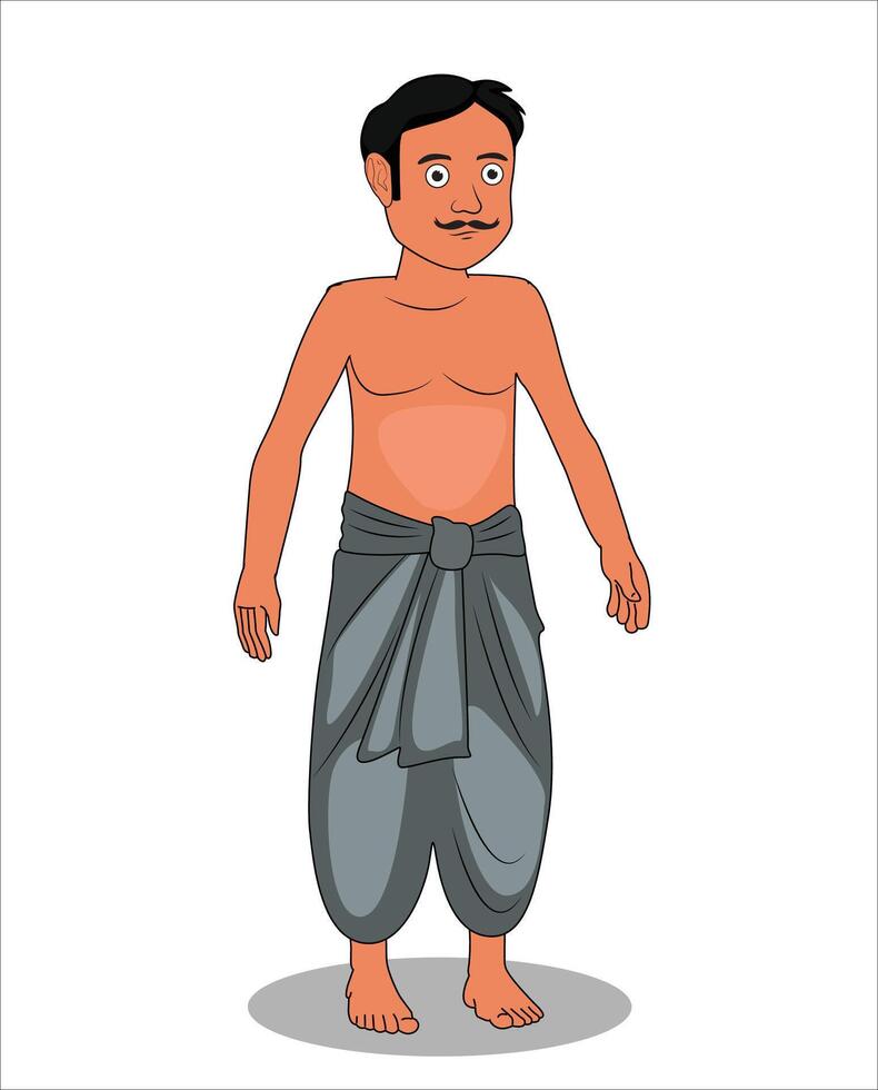 Indian village poor man catoon character design vector