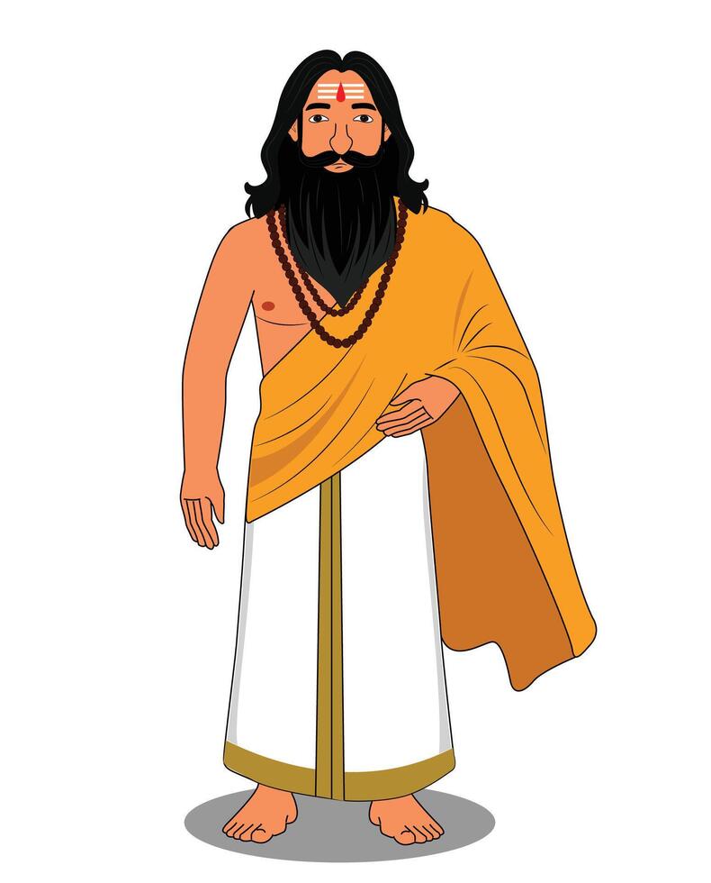 Indian religious guru cartoon character design vector