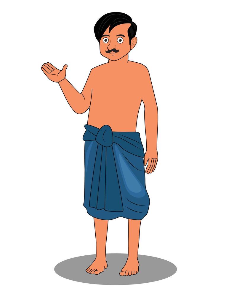Indian village poor man catoon character design for 2d animation vector