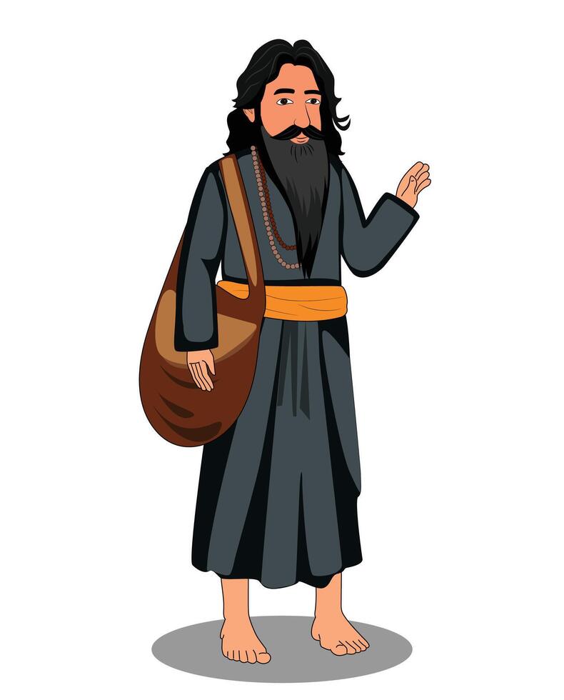 Indian religious guru cartoon character design vector