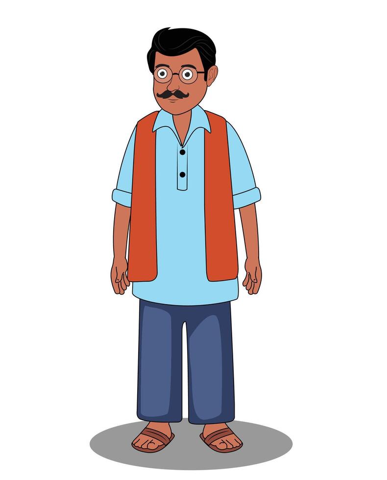 Indian village man catoon character design vector