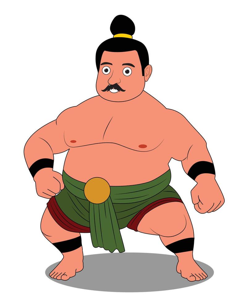 A indian bodybuilder man three quarter pose cartoon character design vector