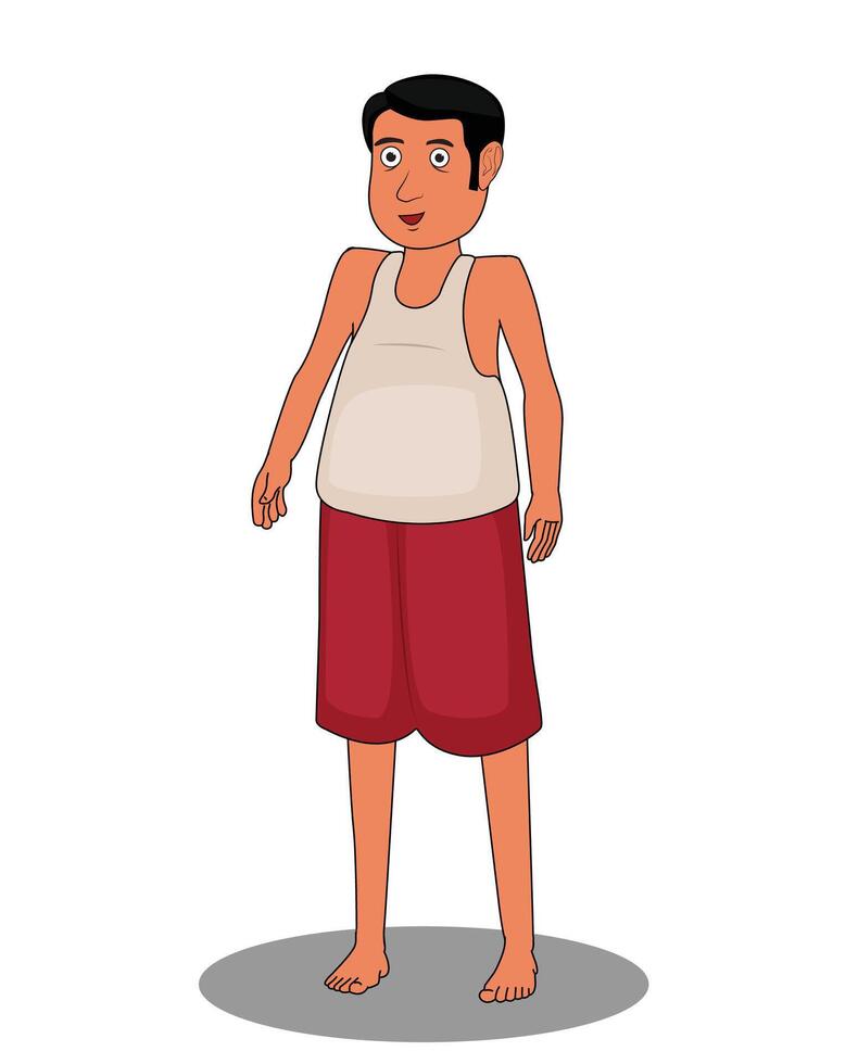 Indian village poor little boy catoon character design for 2d animation vector