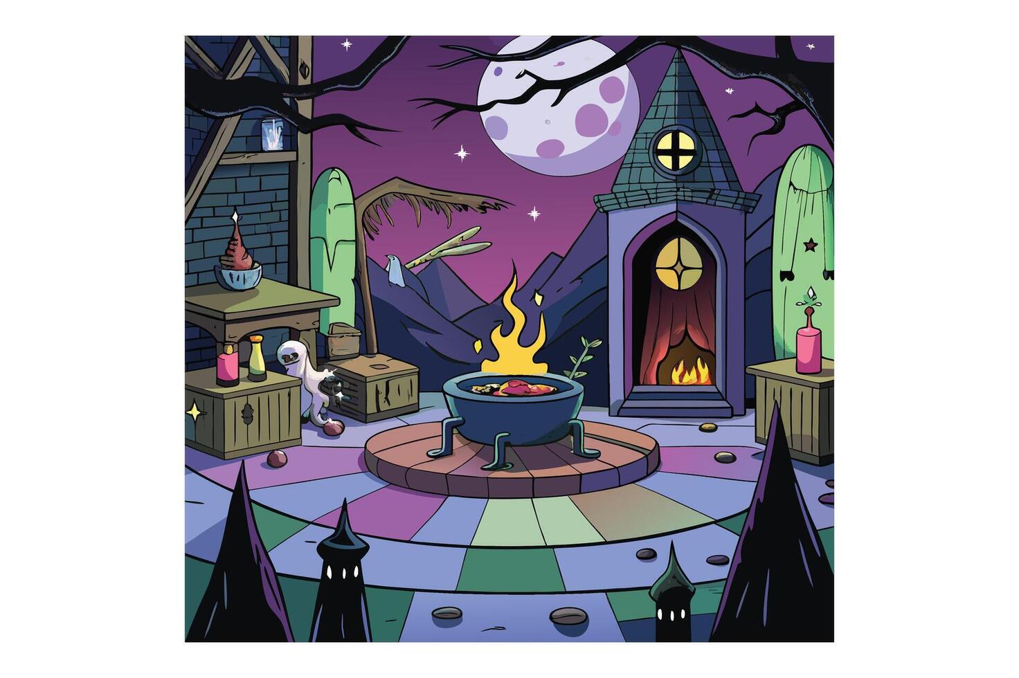 Witchy Vibes style white vector