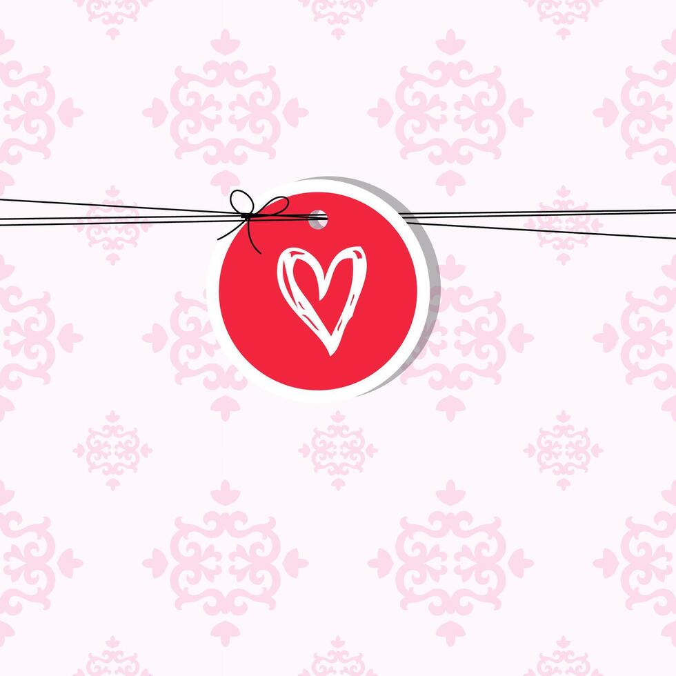 Valentine card with copy space, heart with decorative pink polka dot background vector