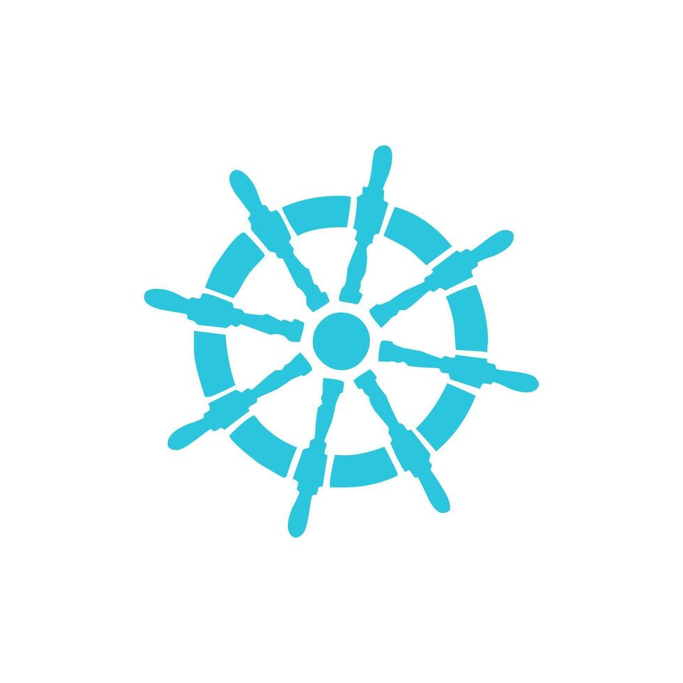 Sailing ship wheel icon. Isolated on white background. From blue icon set. vector
