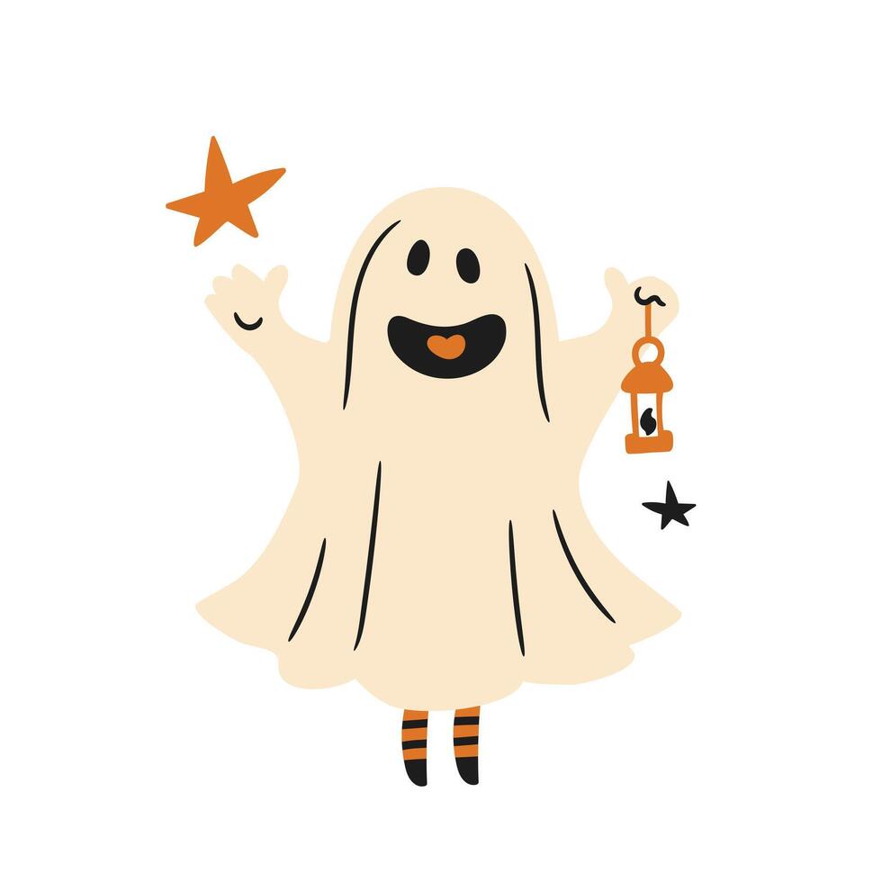 ghost funny for halloween celebration flat style illustration vector