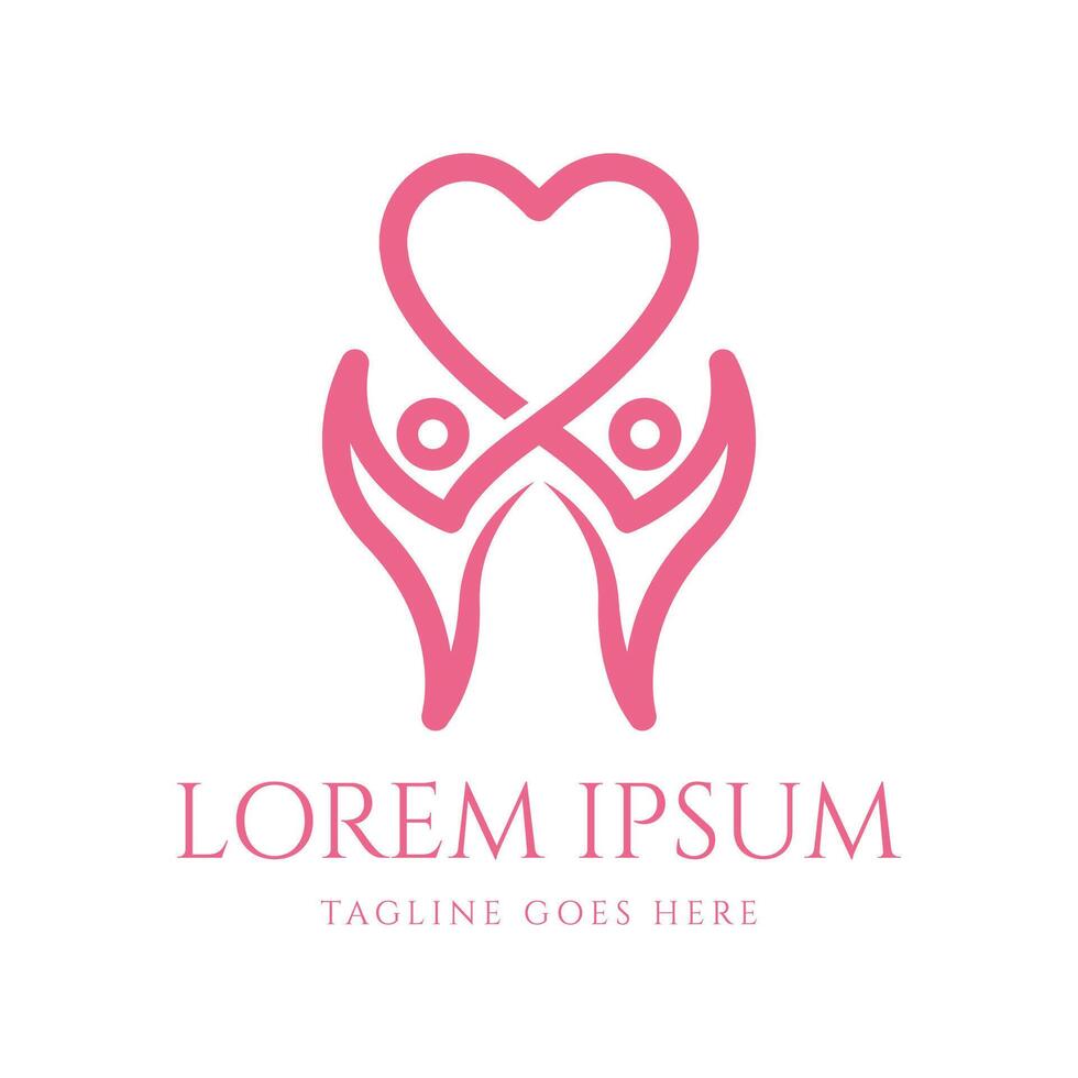 Simple Minimalist Heart Love with Abstract Active Human People Family for Diversity Club Community Teamwork Unity United or Charity Foundation Icon Design vector