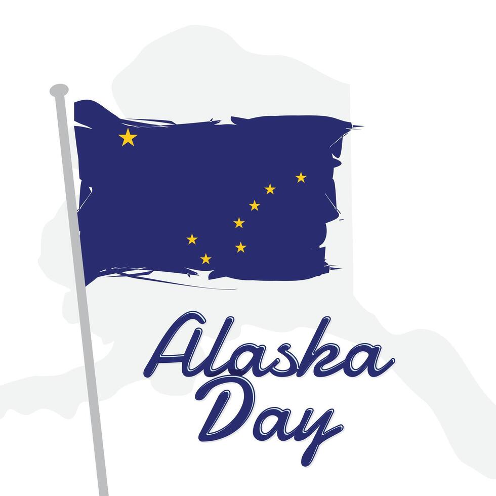 Happy Alaska Day letter design element with Alaska flag color vector
