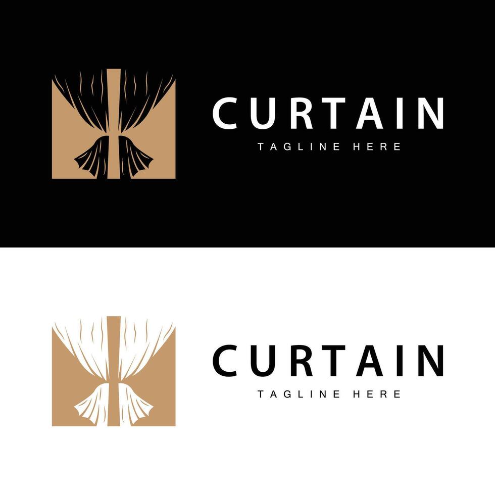 Home And Exhibition Curtain Logo Design, Building Decoration Illustration vector
