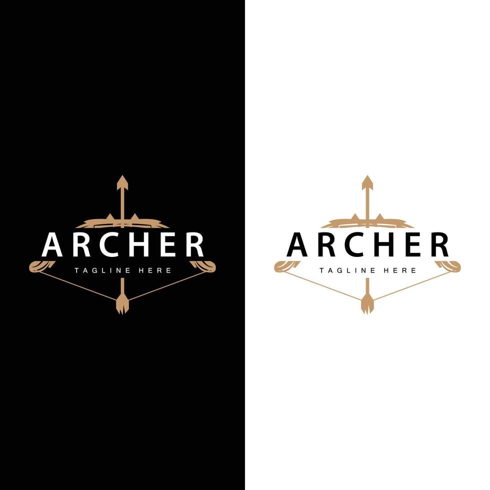 black silhouette logo design archery concept arrow illustration simple template vector