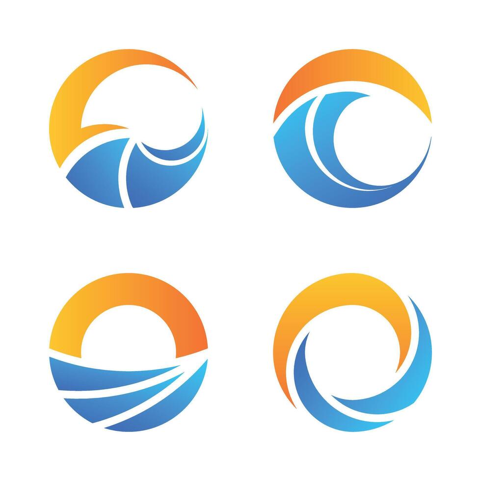Collection of abstract sun and sea logo design. Premium vector