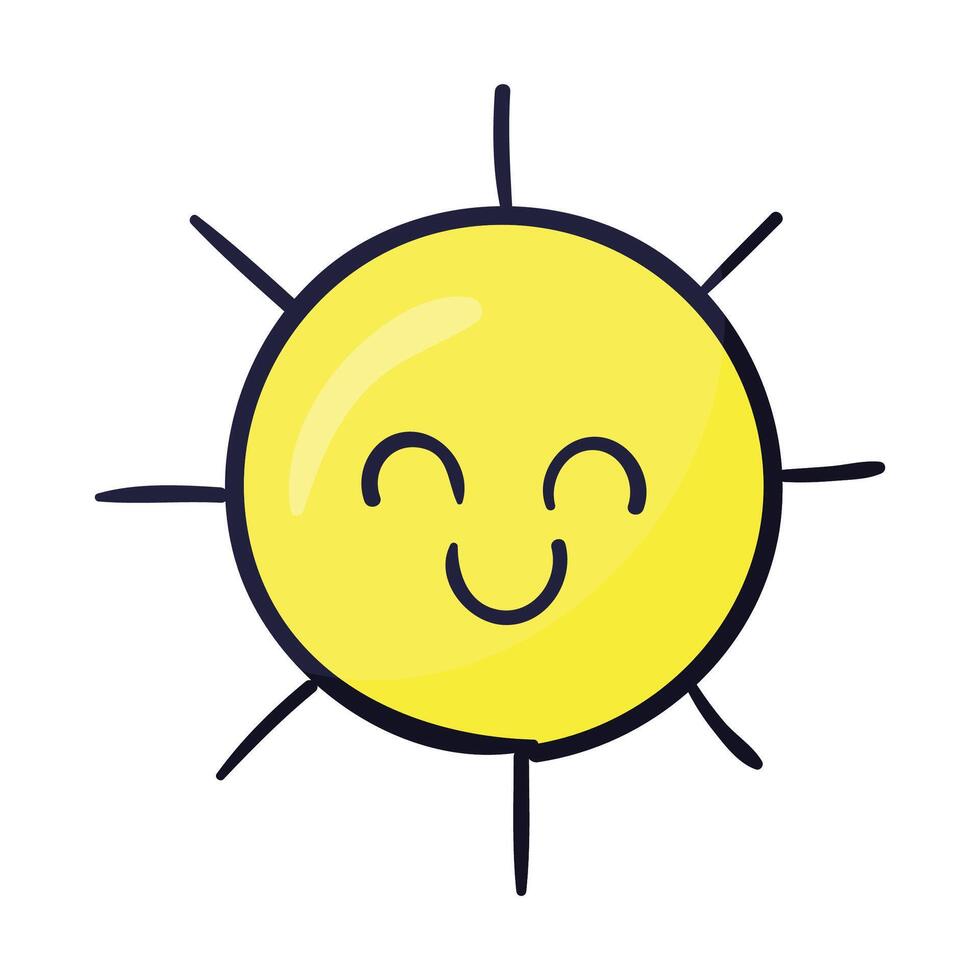 Sun smile isolated on white background vector