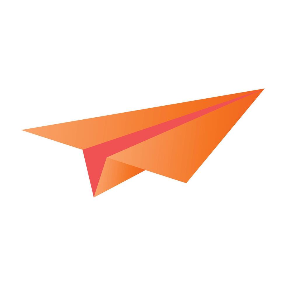 Flat illustration of red origami paper airplane isolated on white background vector