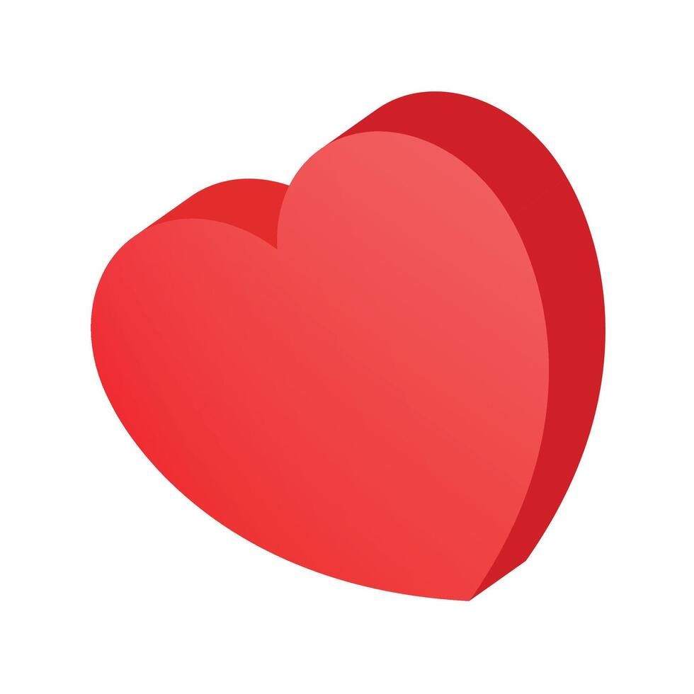 Red heart icon Isometric illustration on white background vector