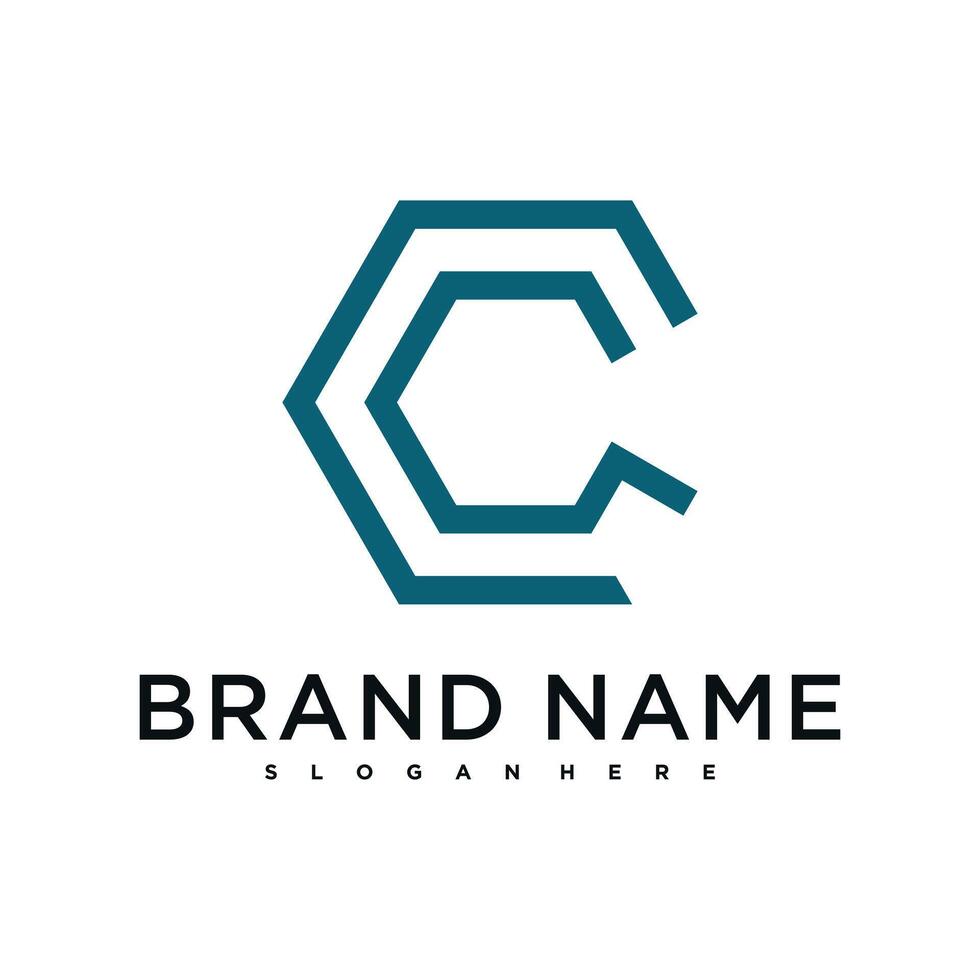 Letter O creative logo design with hexagon lines. Premium vector