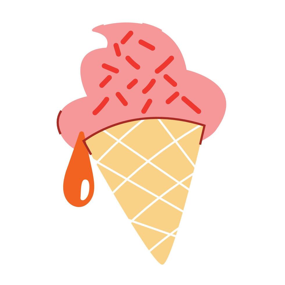Hand drawn ice cream illustration on a white background vector
