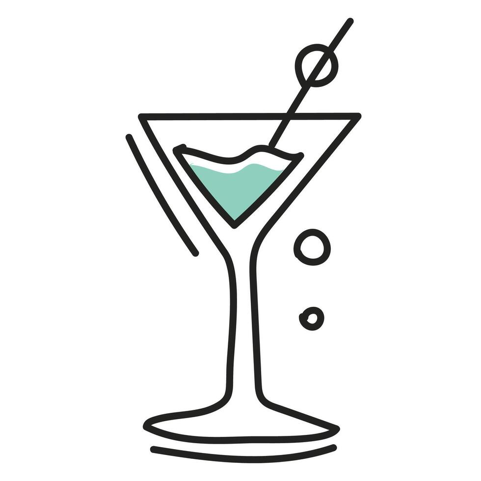 Cocktail in doodle style isolated on white background vector