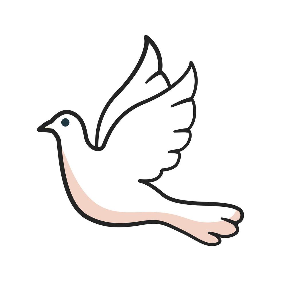 Cute flying dove design illustration on white background vector