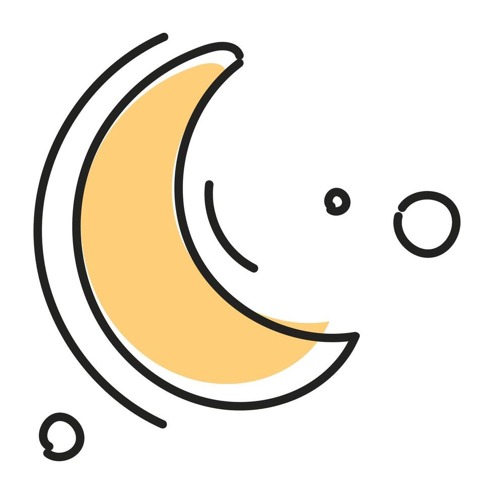 Doodle moon with stars hand drawn crescent vector