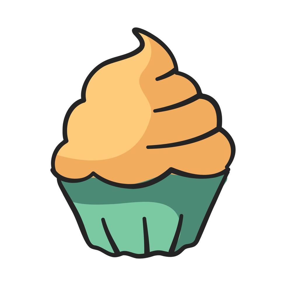 Sweet cupcake purple delicious icon on white vector