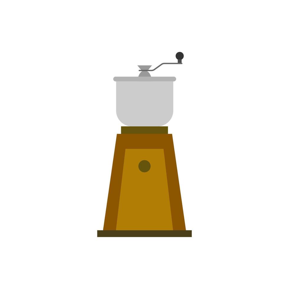Vintage style wooden manual coffee grinder illustration, cartoon isolated on white background vector