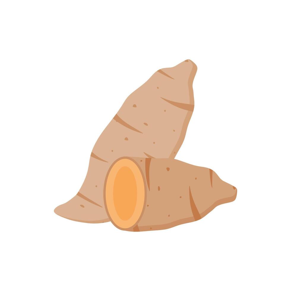 Roasted sweet potato flat style illustration. Roasted sweet potato logo design. vector