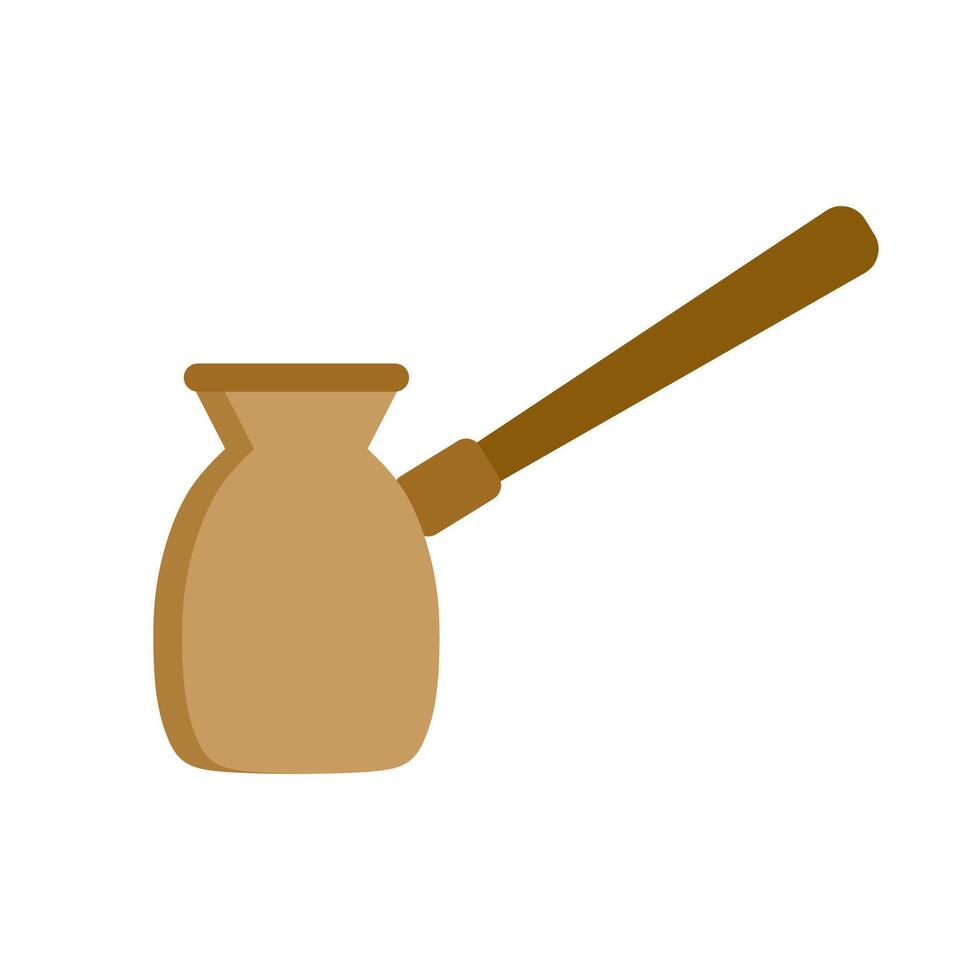 cezve coffee pot symbolizes traditional Turkish coffee brewing with a distinctive long handle. vector