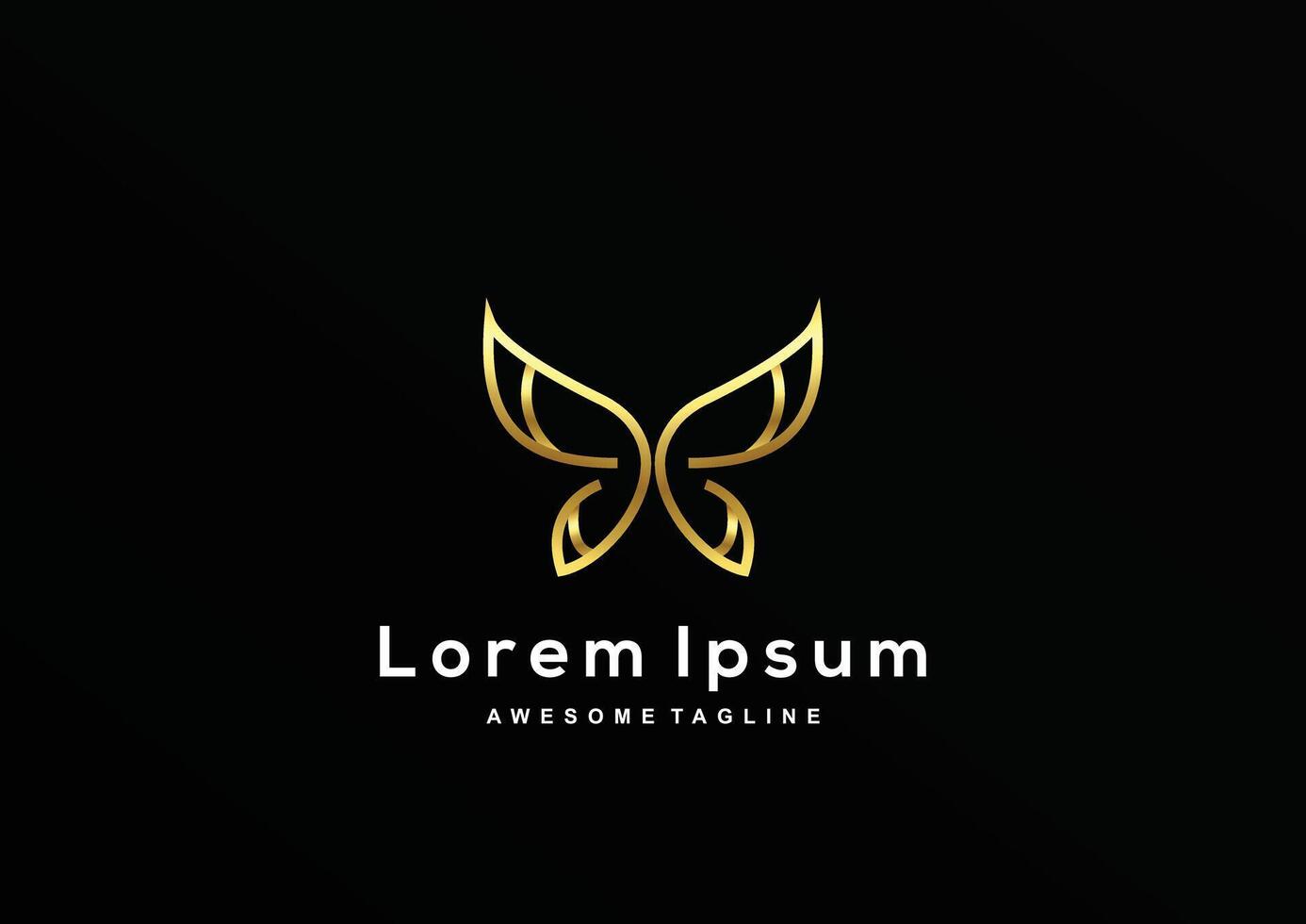 Luxury Butterfly line with gold color logo template vector