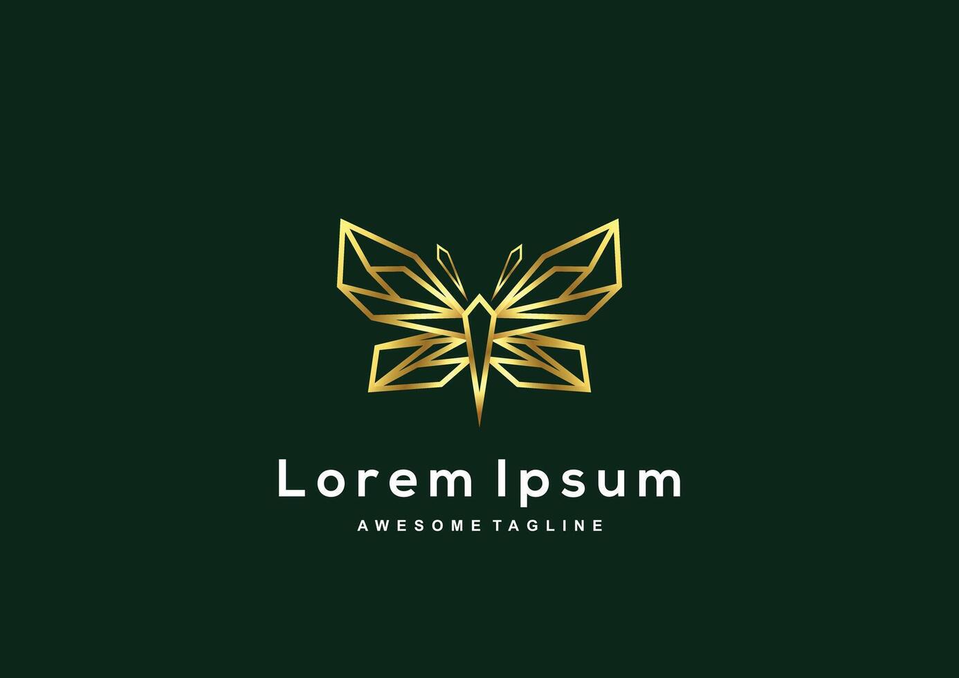 Luxury Butterfly line with gold color logo template vector