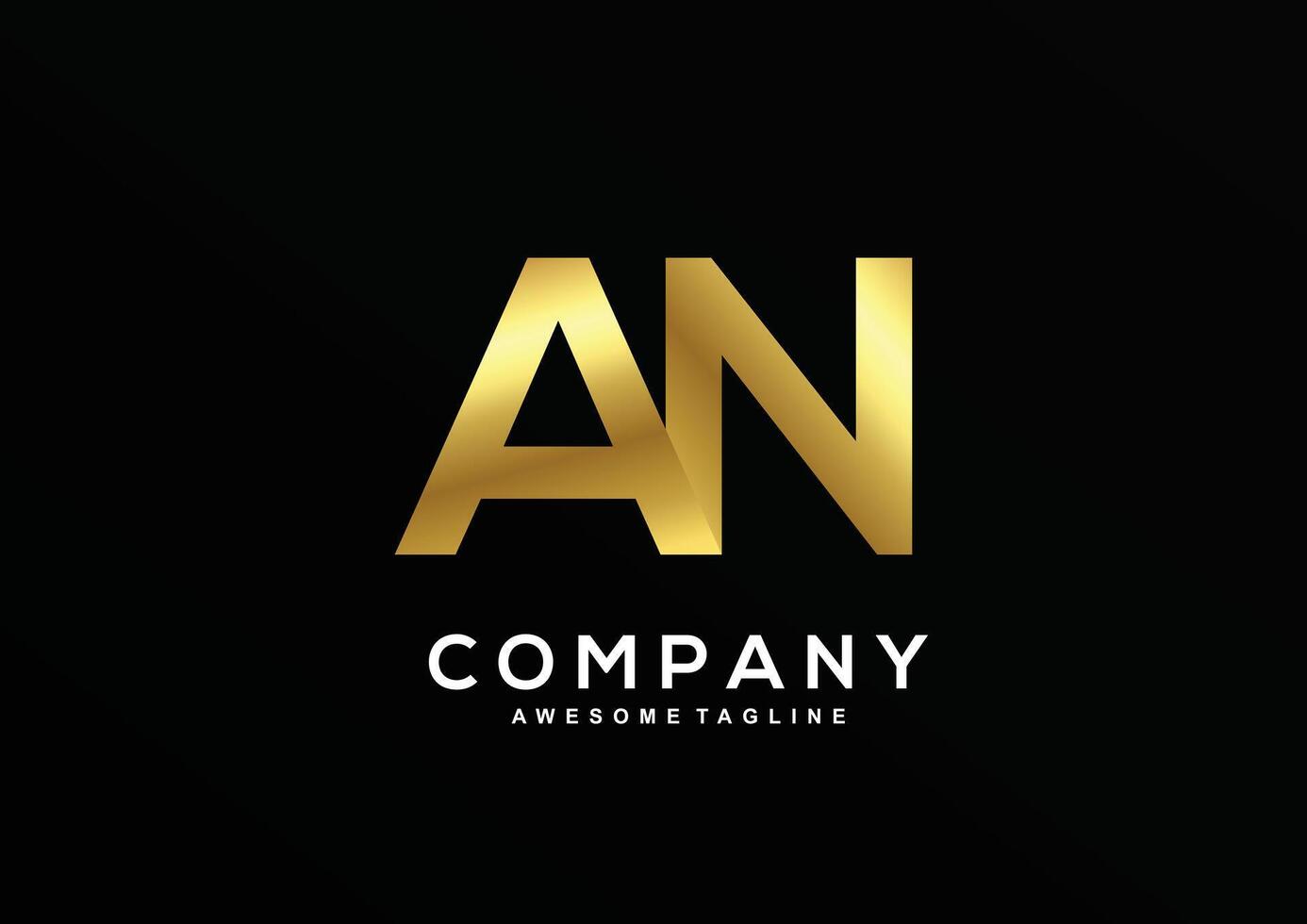 Luxury letter A and N with gold color logo template vector