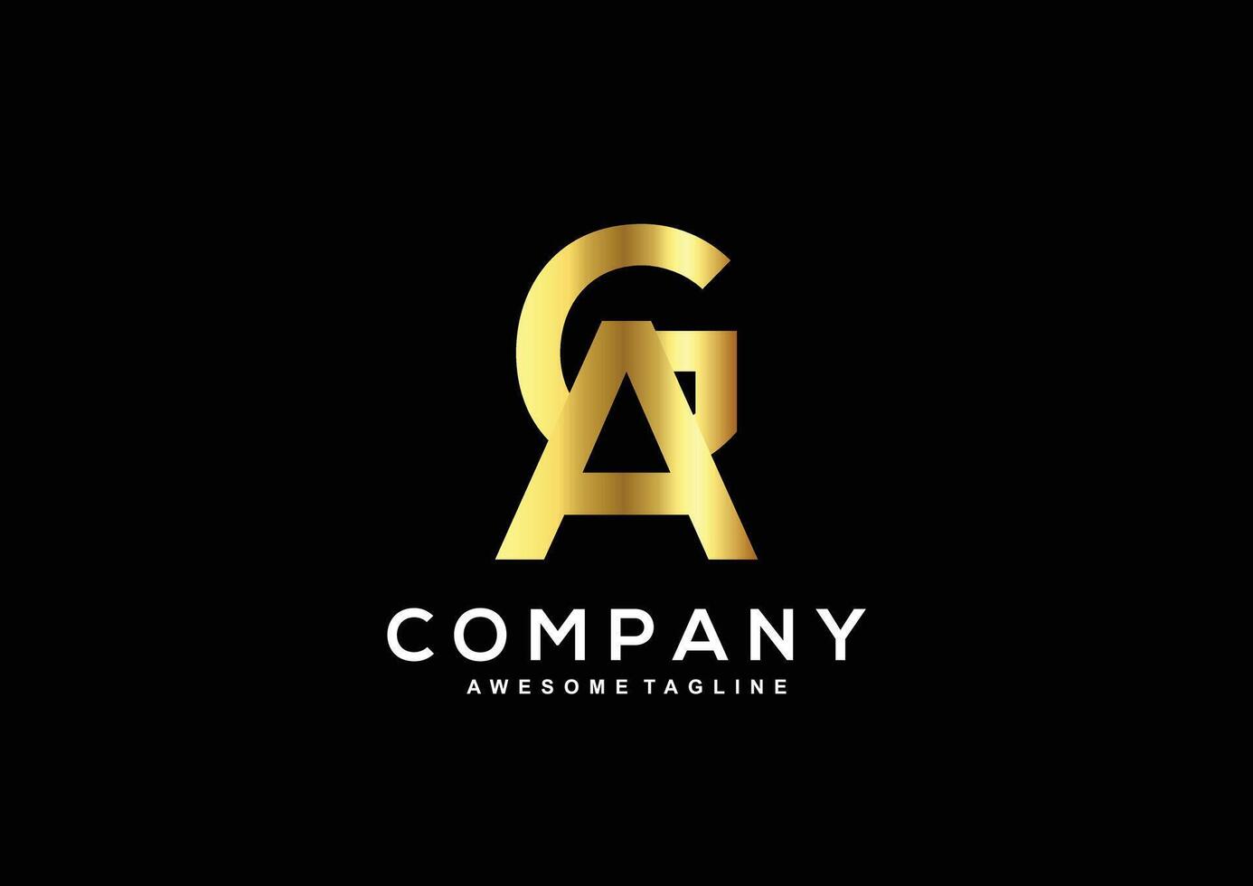 Luxury letter G and A with gold color logo template vector