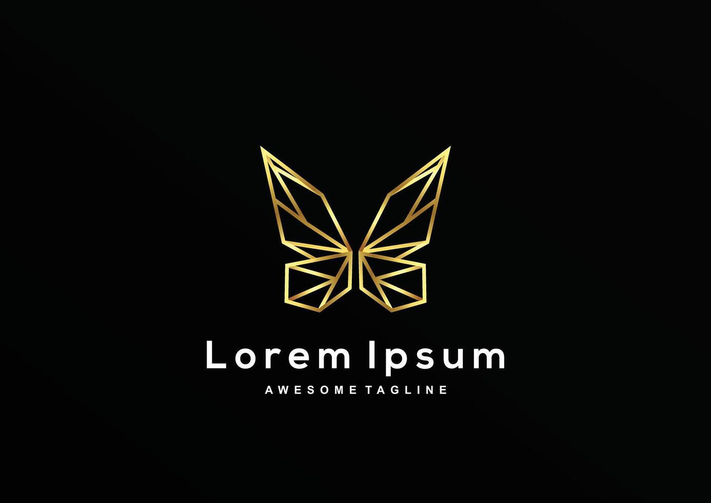 Luxury Butterfly line with gold color logo template vector